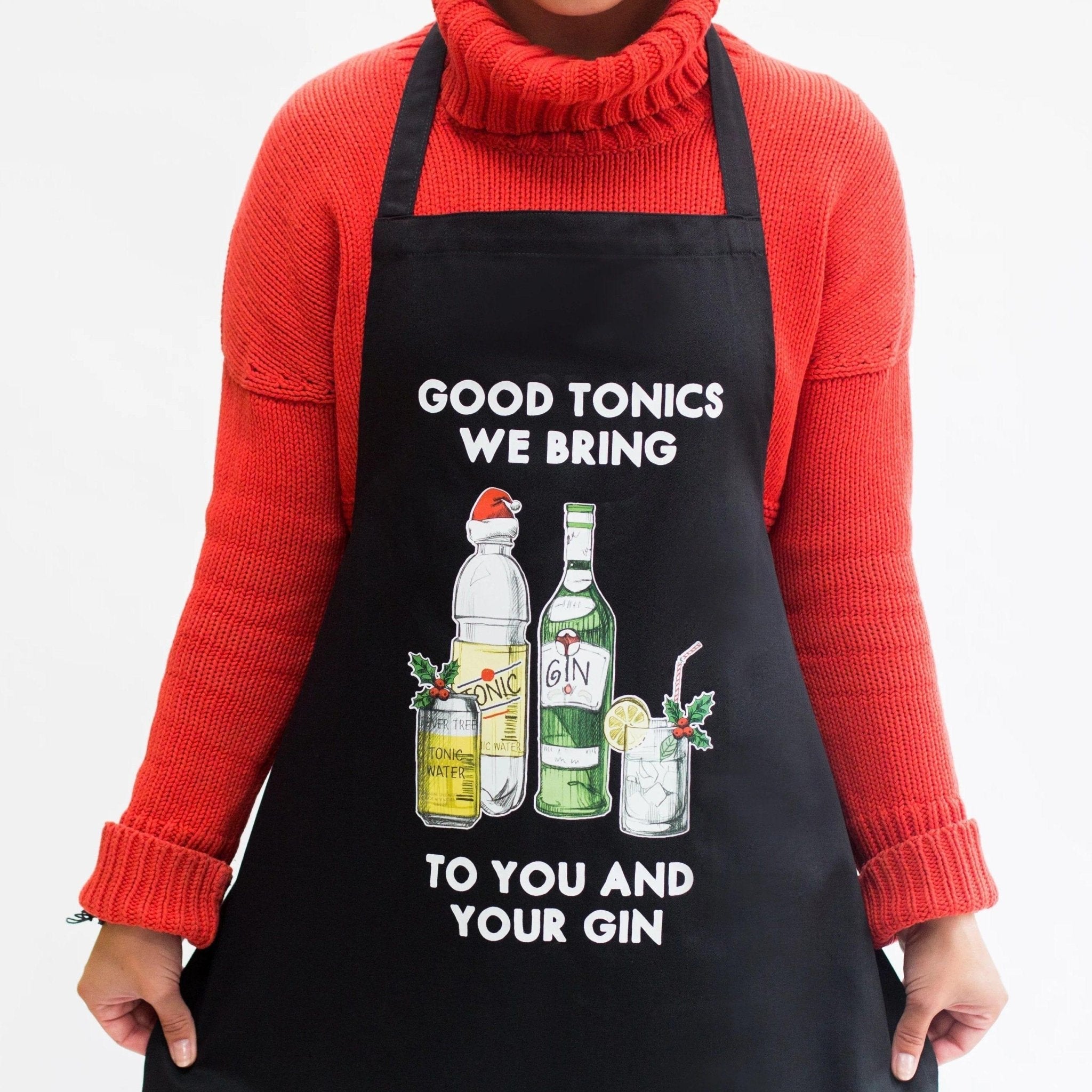 'Good Tonics We Bring' Gin Christmas Apron