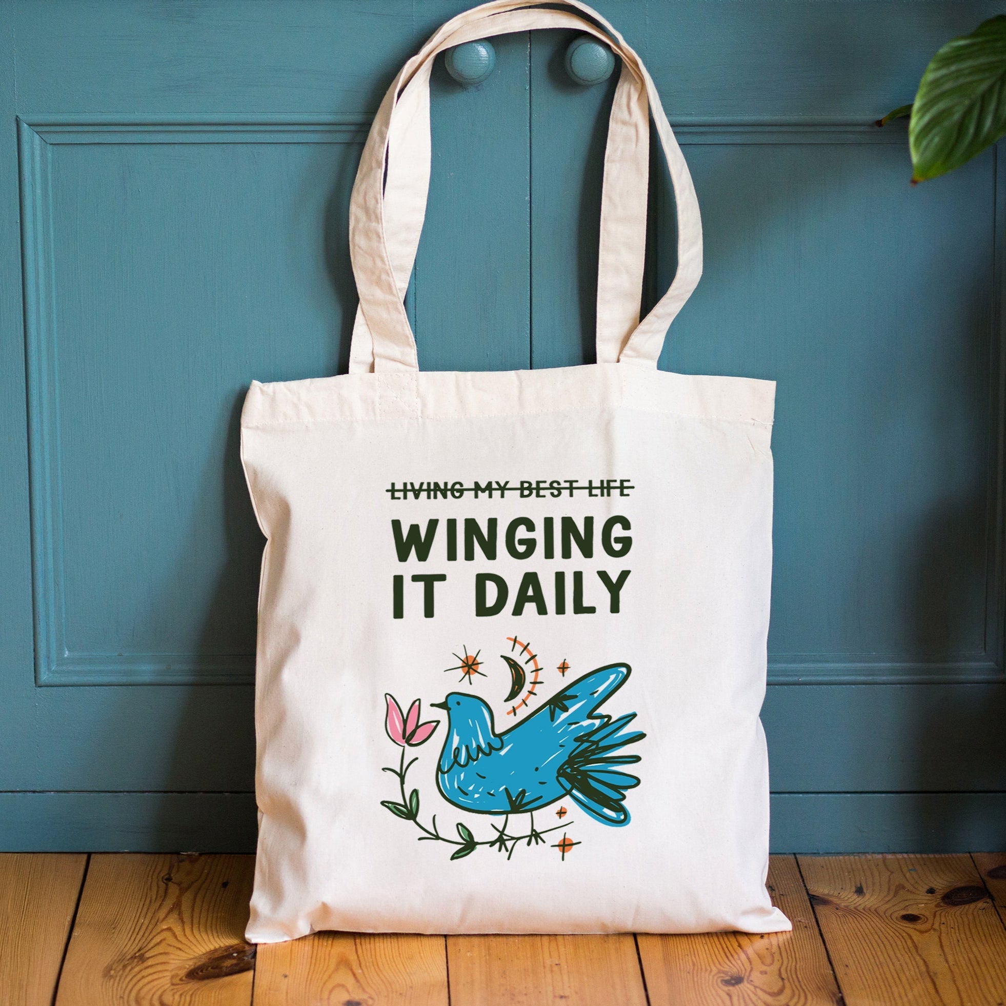 'Winging It Daily' Funny Canvas Tote Bag